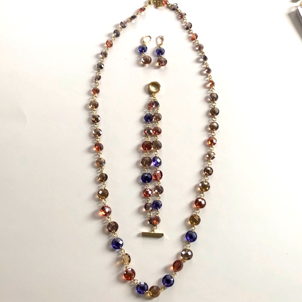 Anne Klein Multi-colored Necklace, Bracelet and Earring Set.